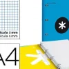 CARPETA CON RECAMBIO Y SOLAPA LIDERPAPEL ANTARTIK A4 CUADRO 5 MM FORRADA 4 ANILLAS REDONDAS 40MM COLOR AZUL