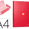 CARPETA LIDERPAPEL ANTARTIK GOMAS A4 3 SOLAPAS CARTON FORRADO COLOR FRAMBUESA