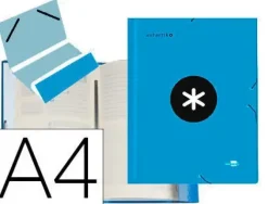 CARPETA LIDERPAPEL ANTARTIK CLASIFICADORA A4 12 DEPARTAMENTOS GOMAS CARTON FORRADO COLOR AZUL