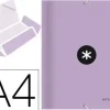 CARPETA LIDERPAPEL ANTARTIK GOMAS A4 3 SOLAPAS CARTON FORRADO COLOR LAVANDA