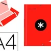CARPETA LIDERPAPEL ANTARTIK GOMAS A4 3 SOLAPAS CARTON FORRADO COLOR ROJA