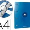 CARPETA LIDERPAPEL ANTARTIK A4 FORRADA 4 ANILLAS 25 MM REDONDAS COLOR AZUL OSCURO