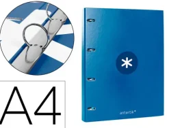 CARPETA LIDERPAPEL ANTARTIK A4 FORRADA 4 ANILLAS 25 MM REDONDAS COLOR AZUL OSCURO