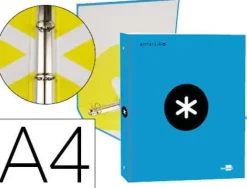 CARPETA LIDERPAPEL ANTARTIK A4 FORRADA 4 ANILLAS 25 MM REDONDAS COLOR AZUL