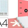 CARPETA LIDERPAPEL ANTARTIK A4 FORRADA 4 ANILLAS 25 MM REDONDAS COLOR ROSA