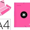 CARPETA LIDERPAPEL ANTARTIK GOMAS A4 3 SOLAPAS CARTON FORRADO COLOR ROSA