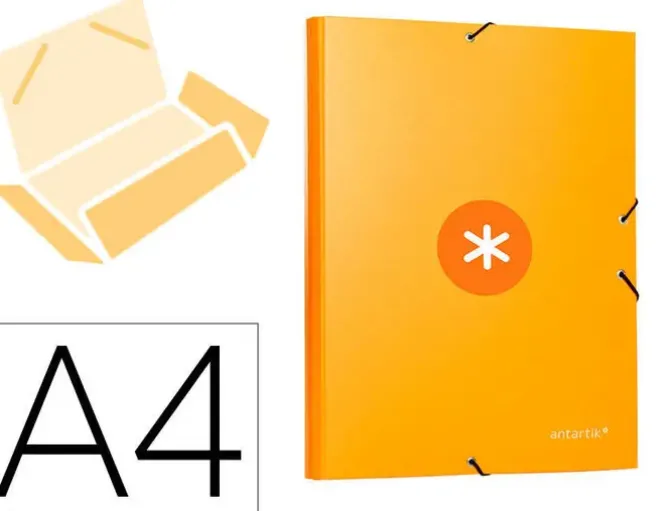 CARPETA LIDERPAPEL ANTARTIK GOMAS A4 3 SOLAPAS CARTON FORRADO COLOR MOSTAZA