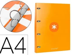 CARPETA LIDERPAPEL ANTARTIK A4 FORRADA 4 ANILLAS 25 MM REDONDAS COLOR MOSTAZA