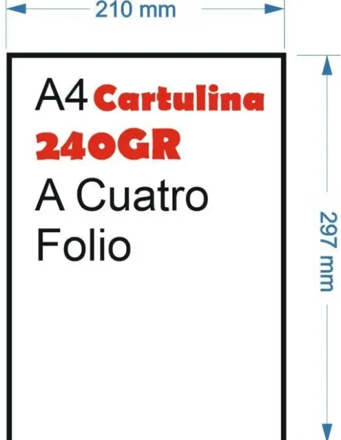 CARTULINA 240GR 100HOJAS TAMAÑO A4 FLOLIO 297X210MM BLANCO GRUESO MATE