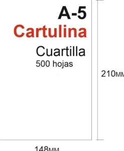 CARTULINA 180GR 500HOJAS TAMAÑO CUARTILLA A5 BLANCO 210X148MM