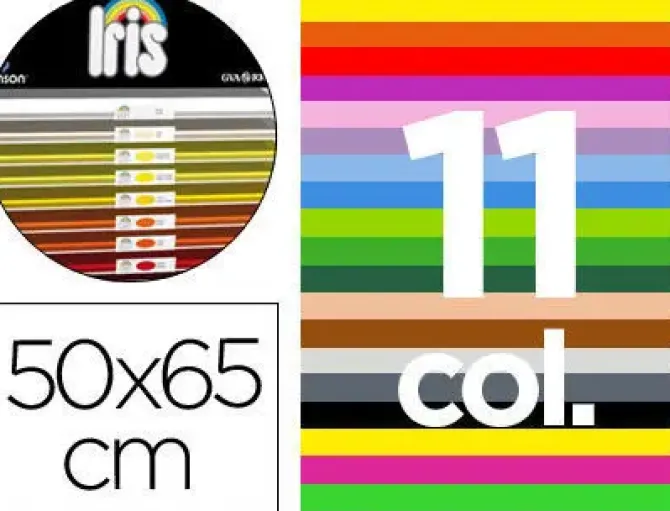 CARTULINA GUARRO 50X65 CONTENIDO "A" 50 HOJAS BLANCAS+ 25 HOJAS X11 COLORES 185GRS