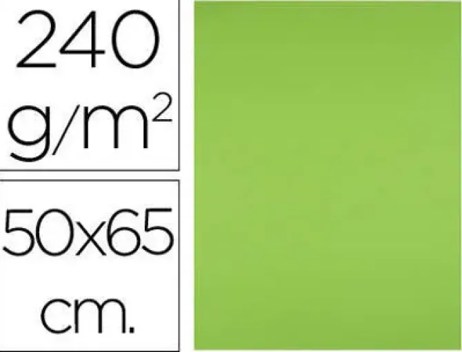 CARTULINA LIDERPAPEL 50X65 CM 240G/M2 VERDE HIERBA PAQUETE DE 25 UNIDADES