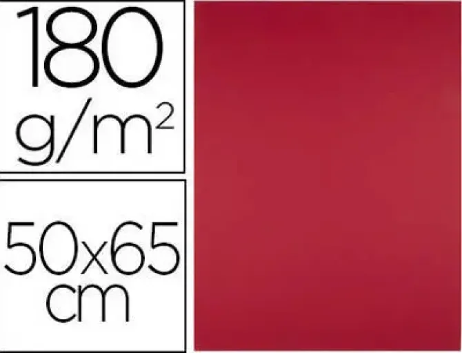 CARTULINA LIDERPAPEL 50X65 CM 180G/M2 ROJO NAVIDAD PAQUETE DE 25