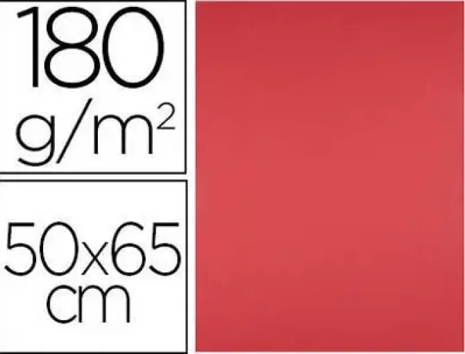 CARTULINA LIDERPAPEL 50X65 CM 180G/M2 ROJO PAQUETE DE 25