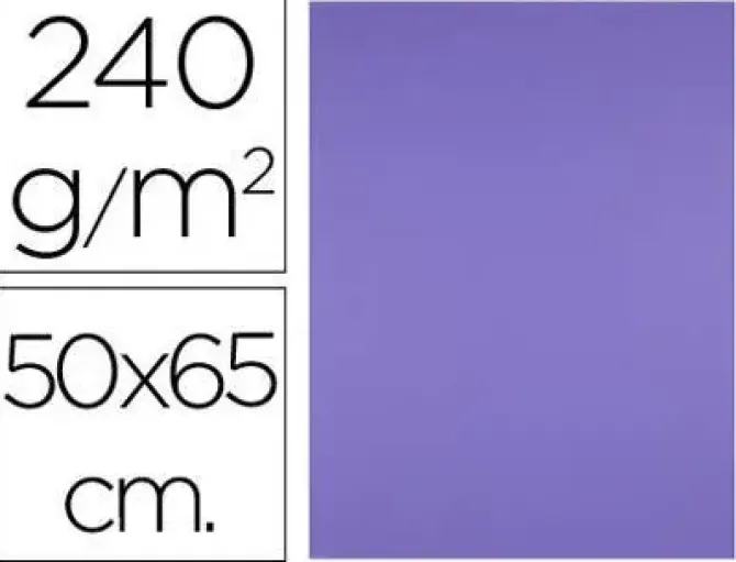 CARTULINA LIDERPAPEL 50X65 CM 240G/M2 PURPURA PAQUETE DE 25 UNIDADES