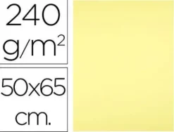 CARTULINA LIDERPAPEL 50X65 CM 240G/M2 AMARILLO MEDIO PAQUETE DE 25 UNIDADES