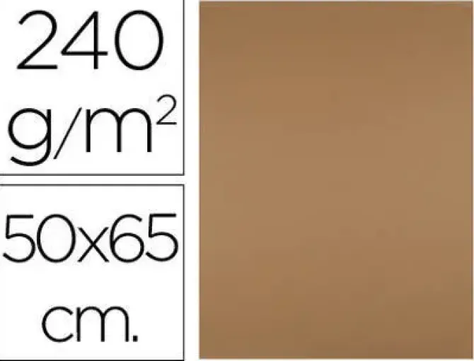 CARTULINA LIDERPAPEL 50X65 CM 240G/M2 MARRON ESCOLAR PAQUETE DE 25 UNIDADES