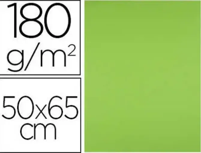 CARTULINA LIDERPAPEL 50X65 CM 180G/M2 VERDE PISTACHO PAQUETEDE 25
