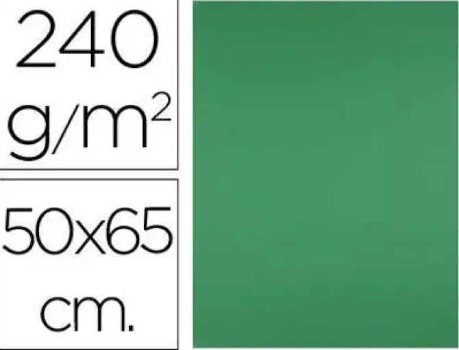 CARTULINA LIDERPAPEL 50X65 CM 240G/M2 VERDE NAVIDAD PAQUETE DE 25 UNIDADES