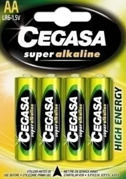 CEGASA SUPER ALKALINE PACK DE 4 PILAS LR6 AA - ALTO RENDIMIENTO - FIABILIDAD - TECNOLOGIA AVANZADA