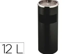 CENICERO PAPELERA METALICO Q-CONNECT NEGRO -61,5X25 CM CON RECOGECOLILLAS