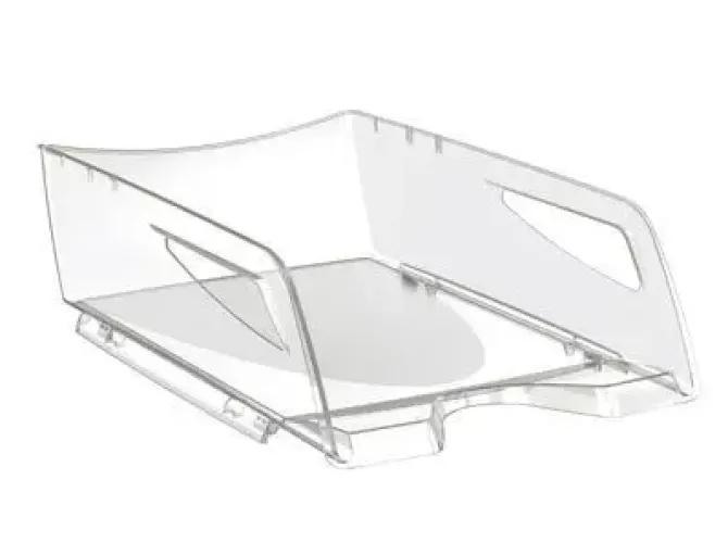 CEP BANDEJA JUMBO COLOR CRISTAL.APILABLE EN ESCALERA.FORMATO FOLIO.DIMENSIONES: 386X270X115 MM.REF.220 CR