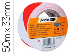 CINTA ADHESIVA TARIFOLD SEGURIDAD PARA MARCAJE Y SEÑALIZACION DE SUELO 33 MT X 50 MM COLOR BLANCO/ROJO