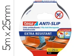 CINTA ANTIDESLIZANTE ADHESIVA TESA USO INTERIOR / EXTERIOR COLOR NEGRO 5 MT X 25 MM