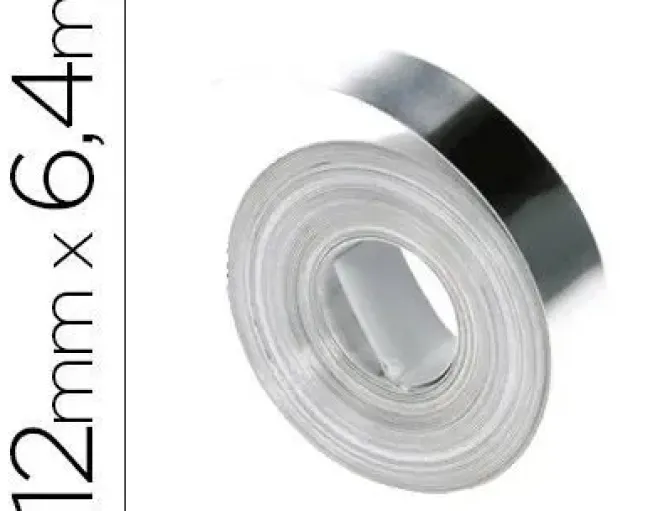 CINTA DYMO ACERO INOXIDABLE 12MM X 6,40MT SIN ADHESIVO PARA ROTULADORA