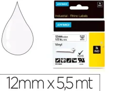 CINTA DYMO VINILO BLANCO 12MM X 5,5MT PARA ETIQUETADORA RHINO