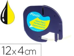 CINTA Q-CONNECT 12MM X 4MT NEGRO-HIPERAMARILLO PARA MAQUINA LETRATAG