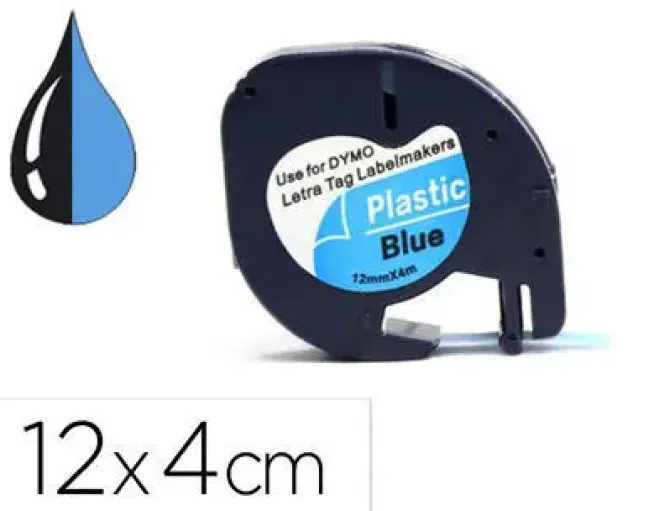 CINTA Q-CONNECT 12MM X 4MT NEGRO-ULTRA AZUL PARA MAQUINA LETRATAG