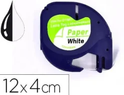 CINTA Q-CONNECT PAPEL 12MM X 4MT NEGRO-BLANCO PARA LETRATAG