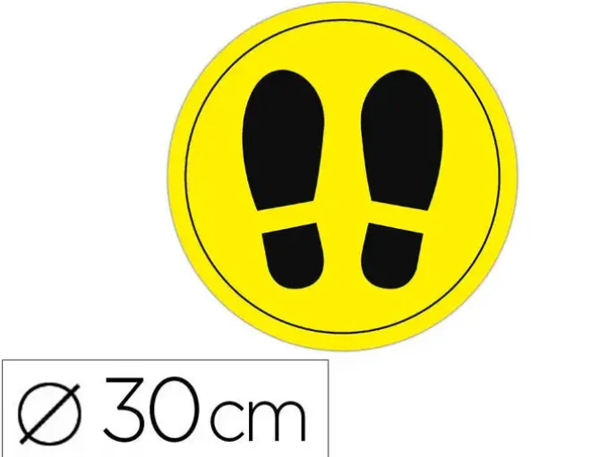 CIRCULO DE SEÑALIZACION ADHESIVO APLI PARA SUELO PVC 100 MC PIES COLOR AMARILLO/NEGRO DIAMETRO 30 CM AP18597