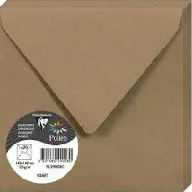 CLAIREFONTAINE POLLEN 20 SOBRES CUADRADO 165X165MM 120GR KRAFT 29003C