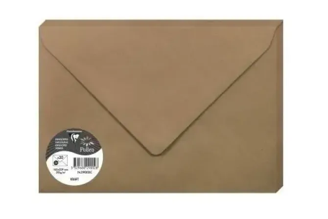 CLAIREFONTAINE POLLEN 20 SOBRES 162X229MM 120GR KRAFT 29002C