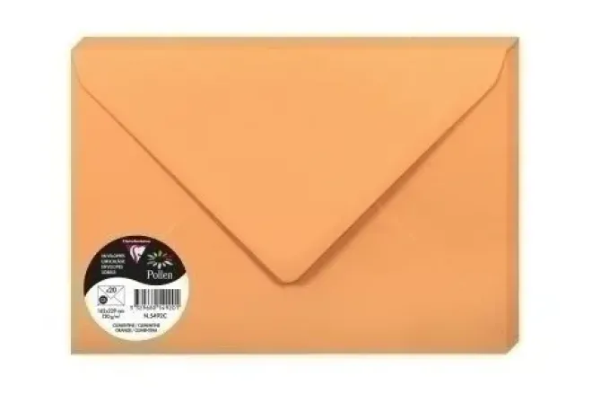 CLAIREFONTAINE POLLEN 20 SOBRES 162X229MM 120GR NARANJA CLEMENTINA 5492C