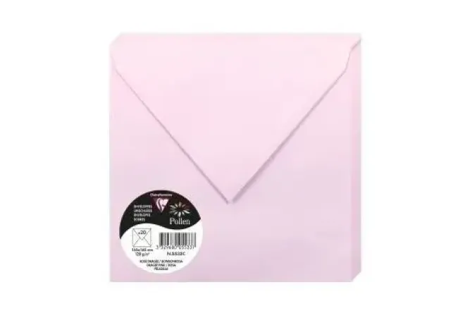 CLAIREFONTAINE POLLEN 20 SOBRES CUADRADO 165X165MM 120GR ROSA PELADILLA 5533C