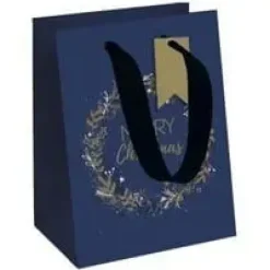 CLAIRFONTAINE BOLSA DE PAPEL KRAFT DECORADO 12,7X20,3X9 CM MERRY CHRIMAS TAMAÑO PARA PERFUME CON CINTAS X-29133-9C