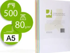 CONNECT PAPEL 500 HOJAS A5 CUARTILLA SURTIDO SUAVE 210X148,5MM 80GR