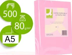 CONNECT PAPEL 500 HOJAS A5 CUARTILLA ROSA CLARO PALO 210X148,5MM 80GR