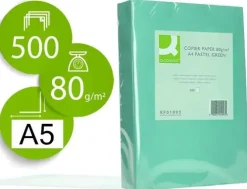 CONNECT PAPEL 500 HOJAS A5 CUARTILLA VERDE 210X148,5MM 80GR