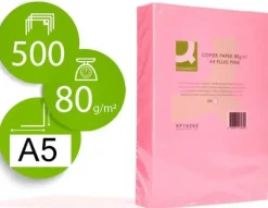 CONNECT PAPEL 500 HOJAS A5 CUARTILLA ROSA FLUOR 210X148,5MM 80GR