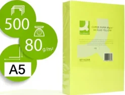 CONNECT PAPEL 500 HOJAS A5 CUARTILLA AMARILLO FLUOR 210X148,5MM 80GR