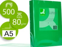 CONNECT PAPEL 500 HOJAS A5 CUARTILLA VERDE INTENSO 210X148,5MM 80GR