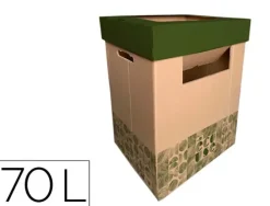 CONTENEDOR PAPELERA RECICLAJE LIDERPAPEL ECOUSE CARTON 100% RECICLADO Y RECICLABLE 70 LITROS 450X350X650 MM