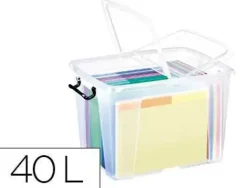 CONTENEDOR PLASTICO CEP 40 LITROS 397X498X329 MM TRANSPARENTE CON TAPA Y CIERRE HERMETICO
