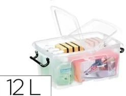 CONTENEDOR PLASTICO CEP 12 LITROS 405X295X183 MM TRANSPARENTE CON TAPA Y CIERRE HERMETICO