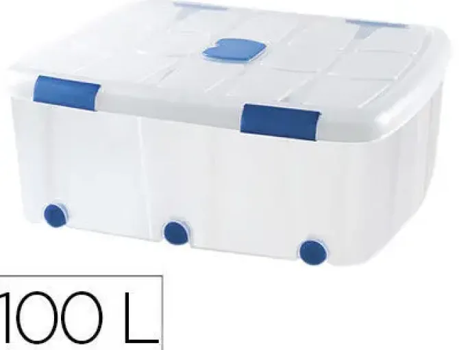 CONTENEDOR PLASTICO PLASTICFORTE 100 LITROS N 15 TRANSPARENTE CON TAPA 330X800X600 MM