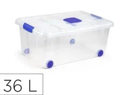CONTENEDOR PLASTICO PLASTICFORTE N 3 TRANSPARENTE CON TAPA CAPACIDAD 36 L